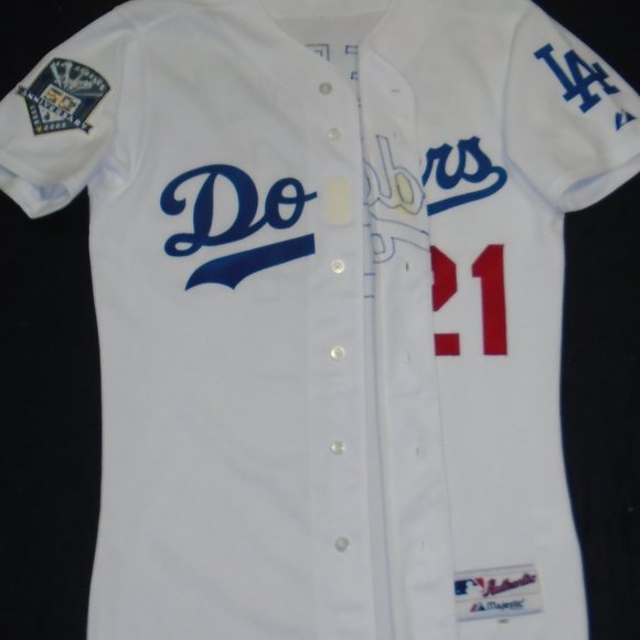Majestic Mark Sweeney Dodgers 50th Anniversary Patch MLB Baseball Jersey Size 40 - Picture 5 of 7